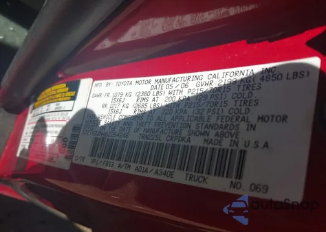 2006 Toyota Tacoma from USA, damaged, VIN 5TETX22N46Z264246